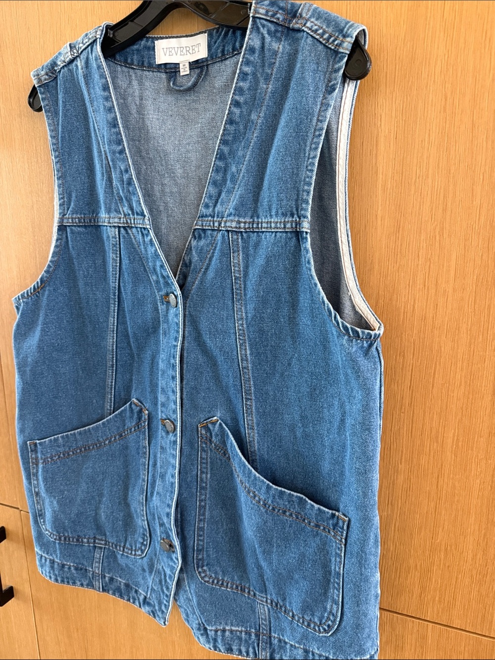 Veveret Oversized Denim Sleeveless Vest Utility Jacket Front Pockets size Medium - Picture 5 of 10